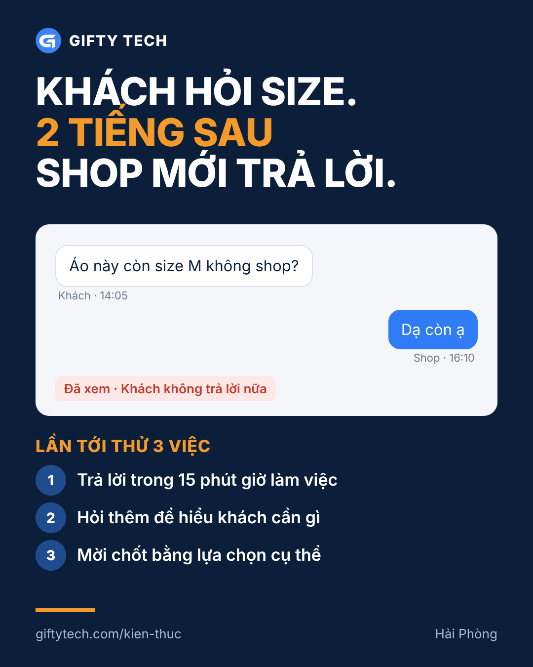 Khách hỏi size, 2 tiếng sau shop mới trả lời: đơn mất ở inbox