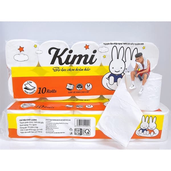 Giấy vệ sinh cao cấp Kimi siêu dai 10 cuộn 3 lớp 1,1kg