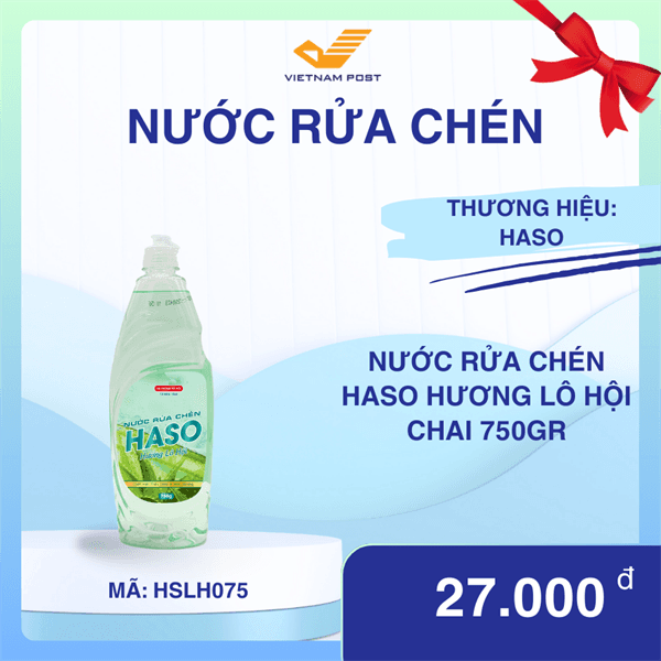 Nước rửa chén Haso hương lô hội chai 750gr